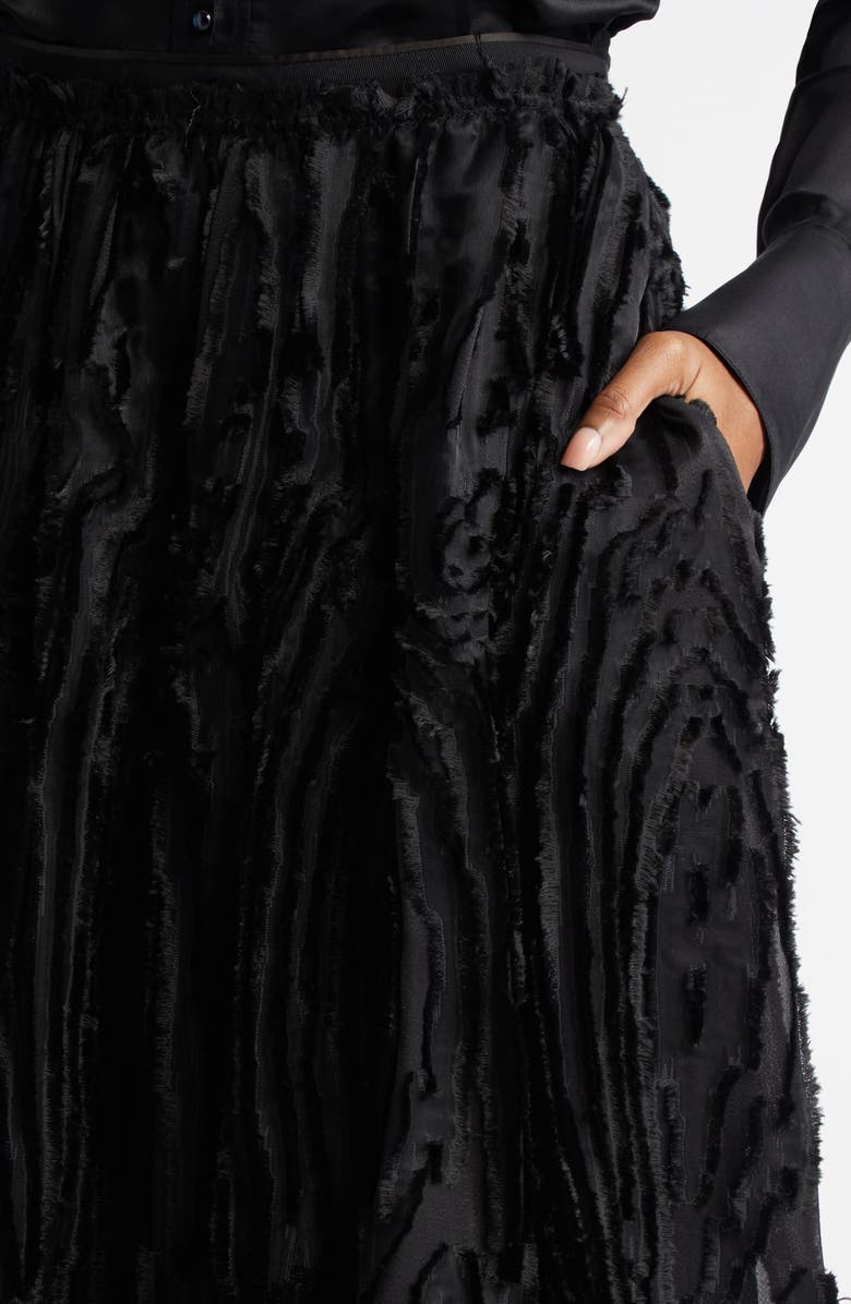 Lafayette 148 New York Wood Grooves Clipped Jacquard Maxi Skirt, Alternate, color,