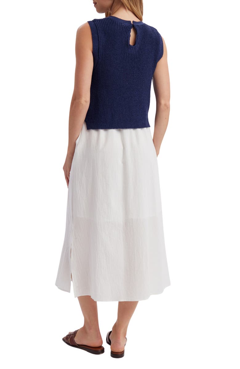 WISHLIST Mixed Media Midi Dress, Alternate, color, Navy/ Cream