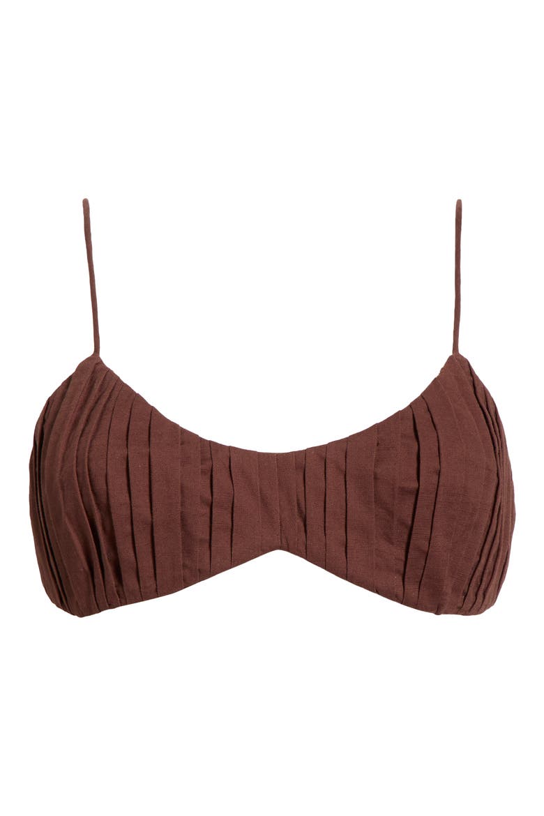 Ruched Bralette Undewire Bikini Top, Alternate, color, COCO