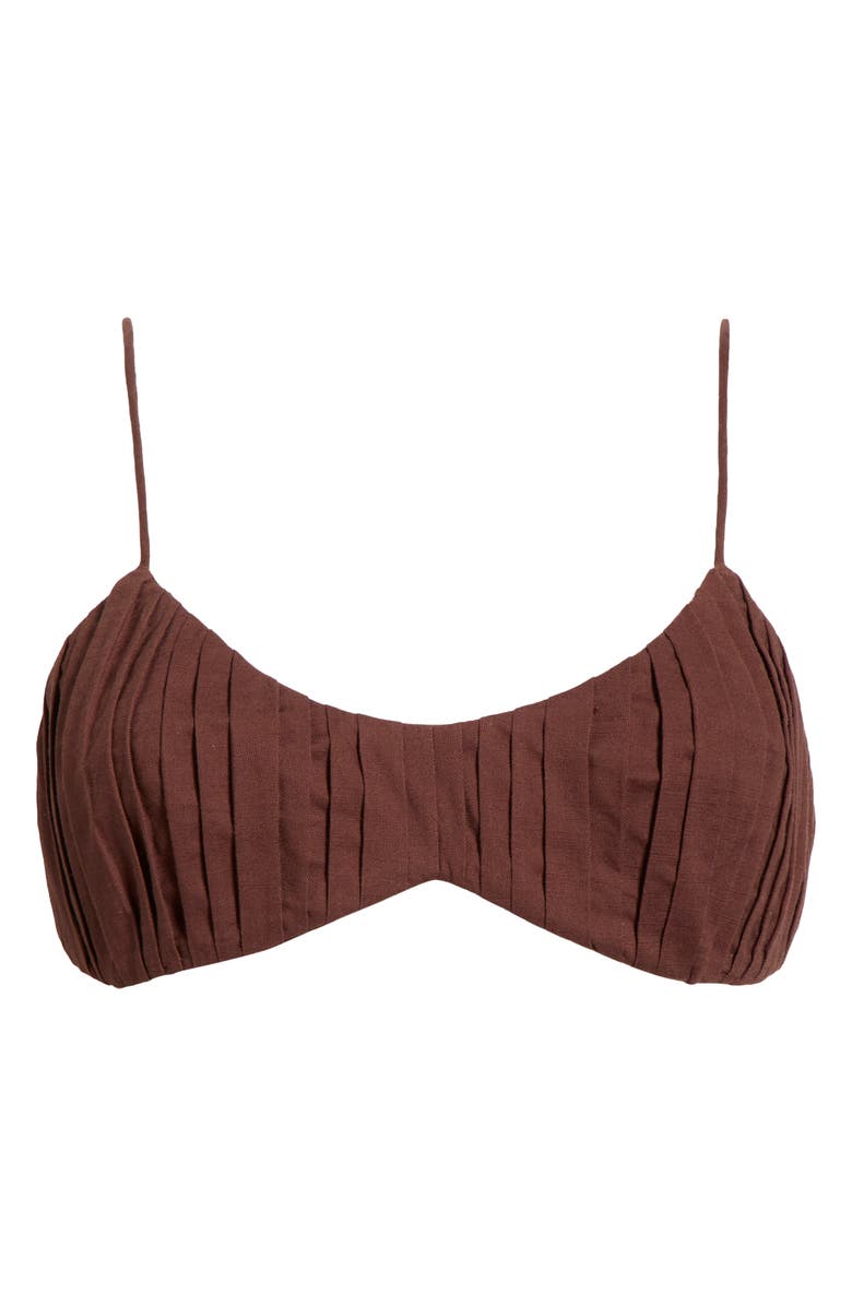 Kulani Kinis Ruched Bralette Undewire Bikini Top, Alternate, color, Coco