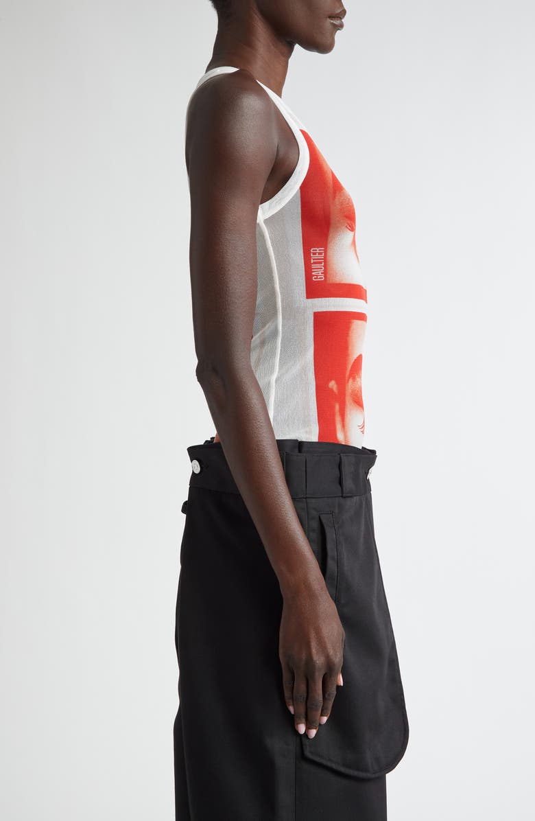 Jean Paul Gaultier Eye Print Mesh Tank, Alternate, color, 