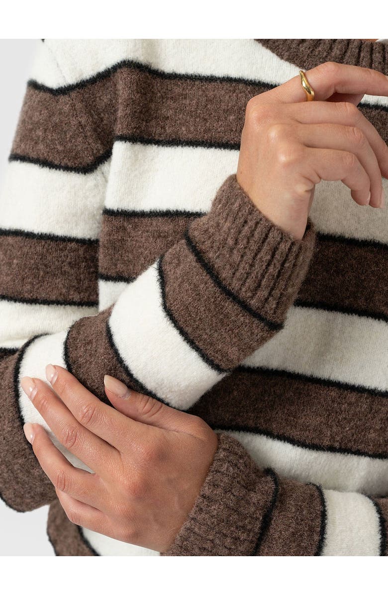 Saint + Sofia Azura Knit Sweater, Alternate, color, Brown Stripe