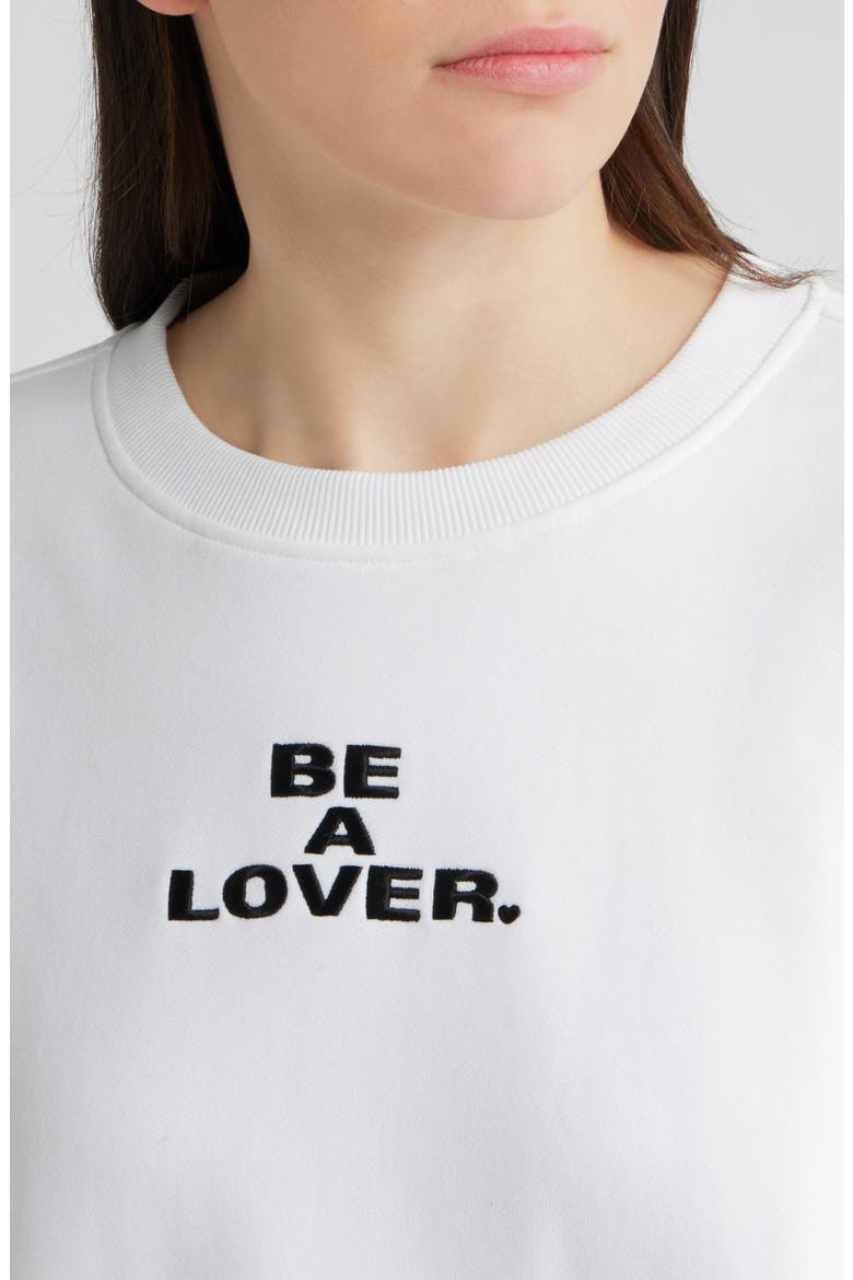 Be A Lover Stretch Cotton Graphic Sweatshirt, Alternate, color, WHITE