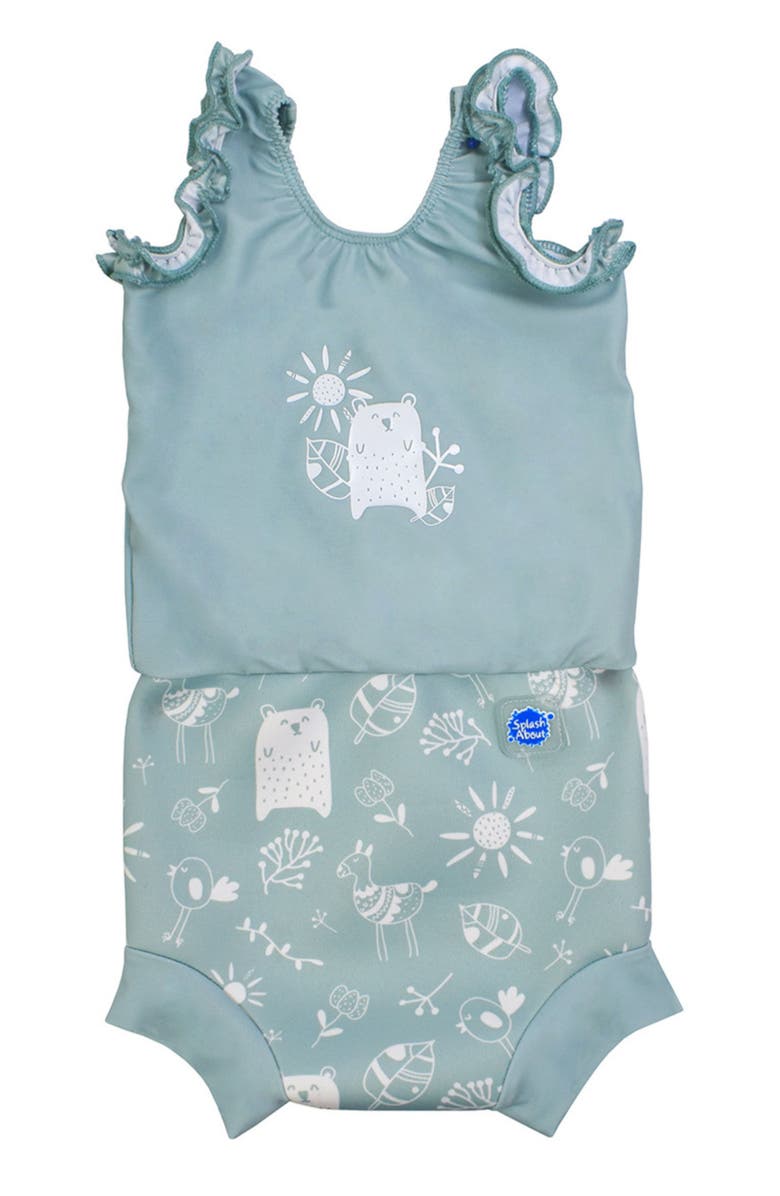 Splash About Happy Nappy Swimsuit with Reusable Swim Diaper, Main, color, Sunny Bear