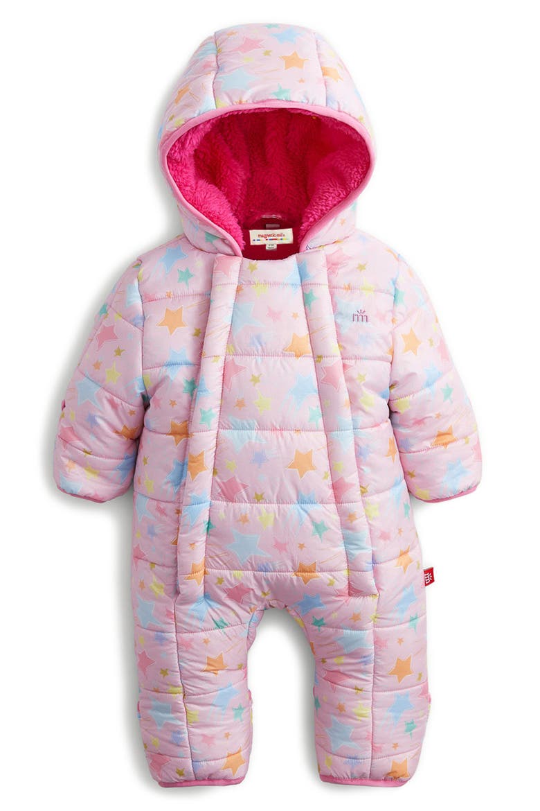 Kids' Star Print Magnetic Puffer Bunting, Main, color, PINK