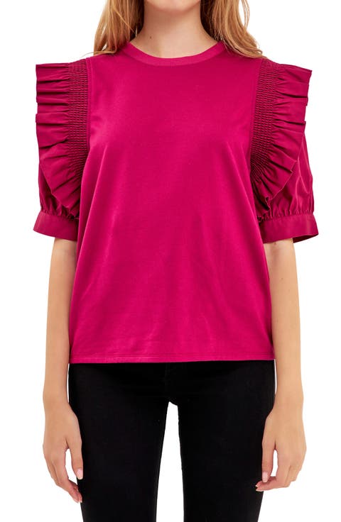 Mixed Media Ruffle Top