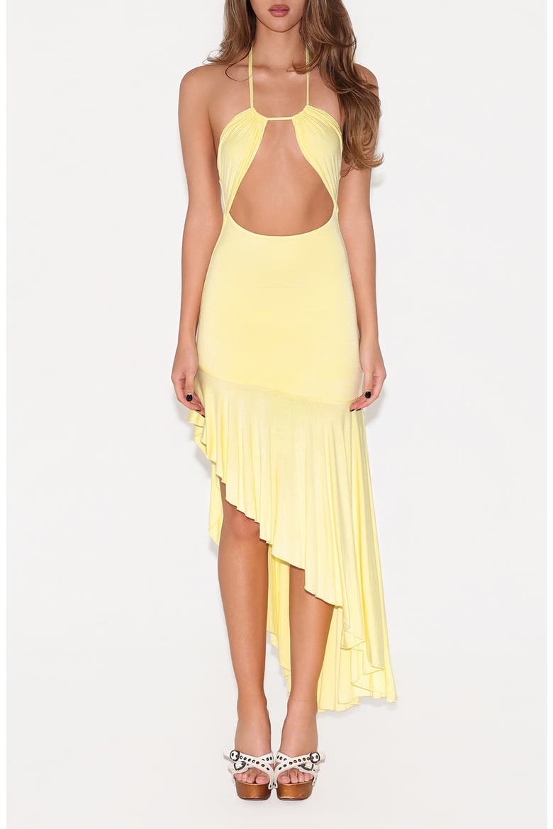 Lile Cutout Halter Midi Dress, Main, color, BUTTER YELLOW