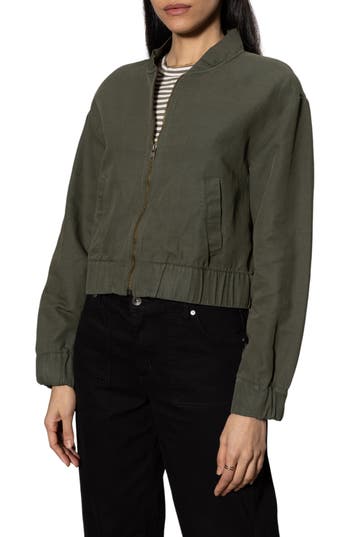 Sanctuary Linen Blend Bomber Jacket In Brown