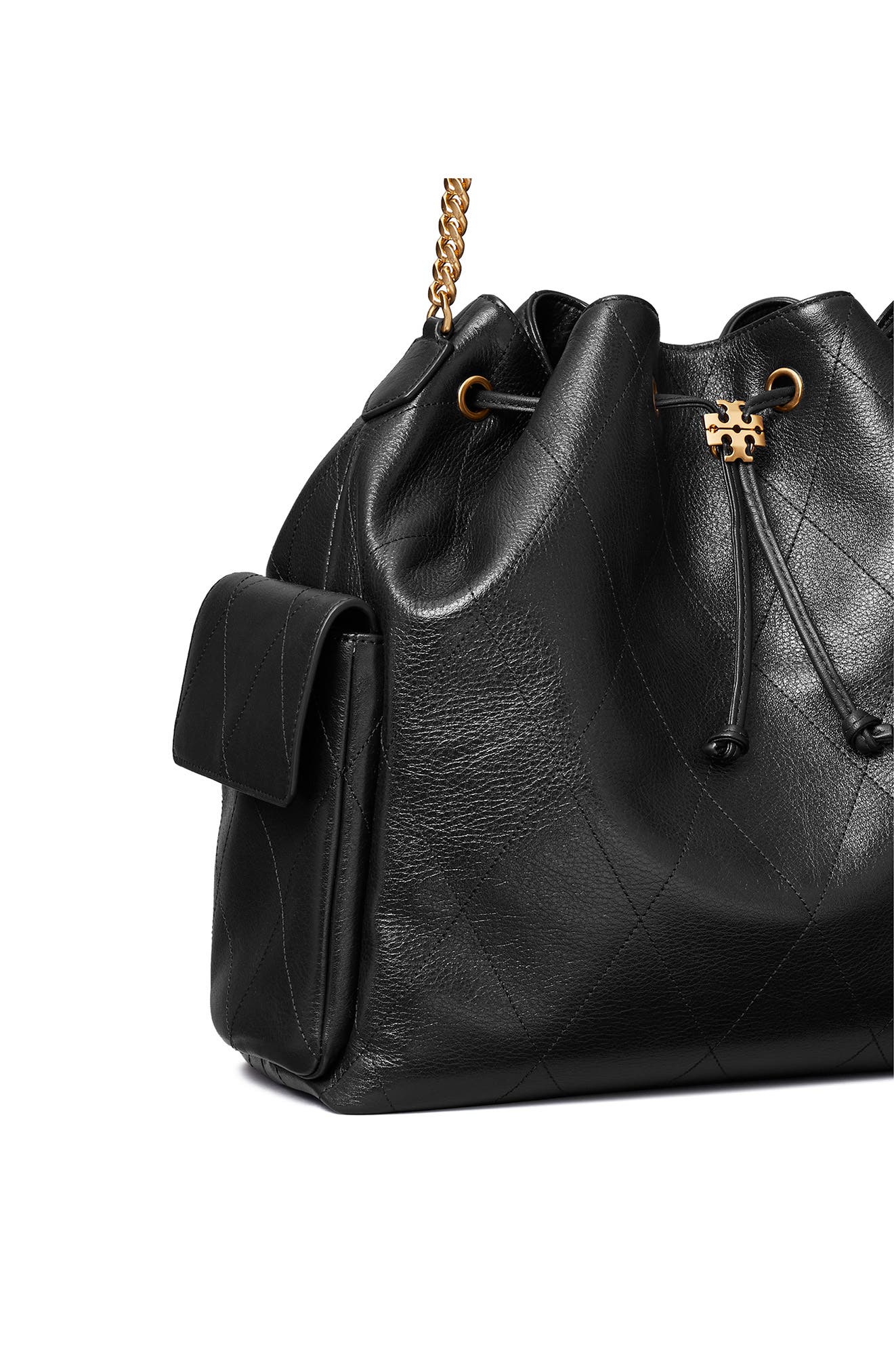 Tory Burch Large Charlie Quilted Leather Drawstring Shoulder Bag, Alternate, color, 