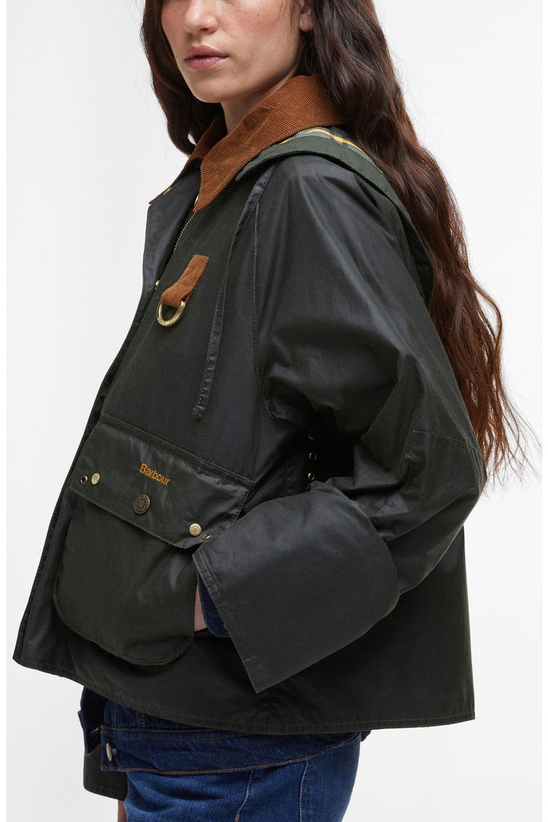 Erma Waxed Cotton Jacket, Alternate, color, ARCHIVE OLIVE/ANCIENT TARTAN