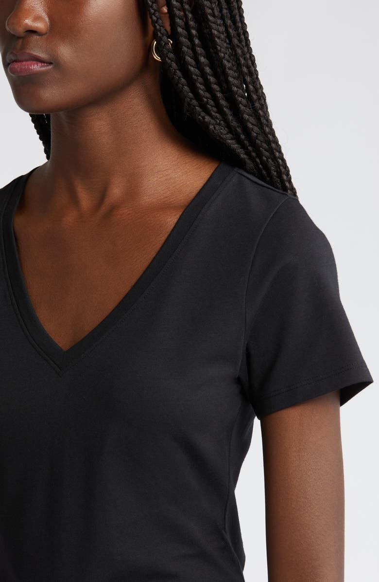 Nordstrom Everyday V-Neck Pima Cotton Blend T-Shirt, Alternate, color, Black