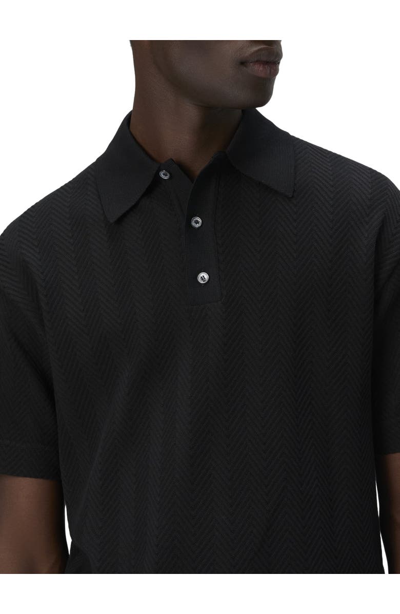 Missoni Cotton And Viscose Polo Shirt With Tone-on-tone Zigzag, Alternate, color, Black