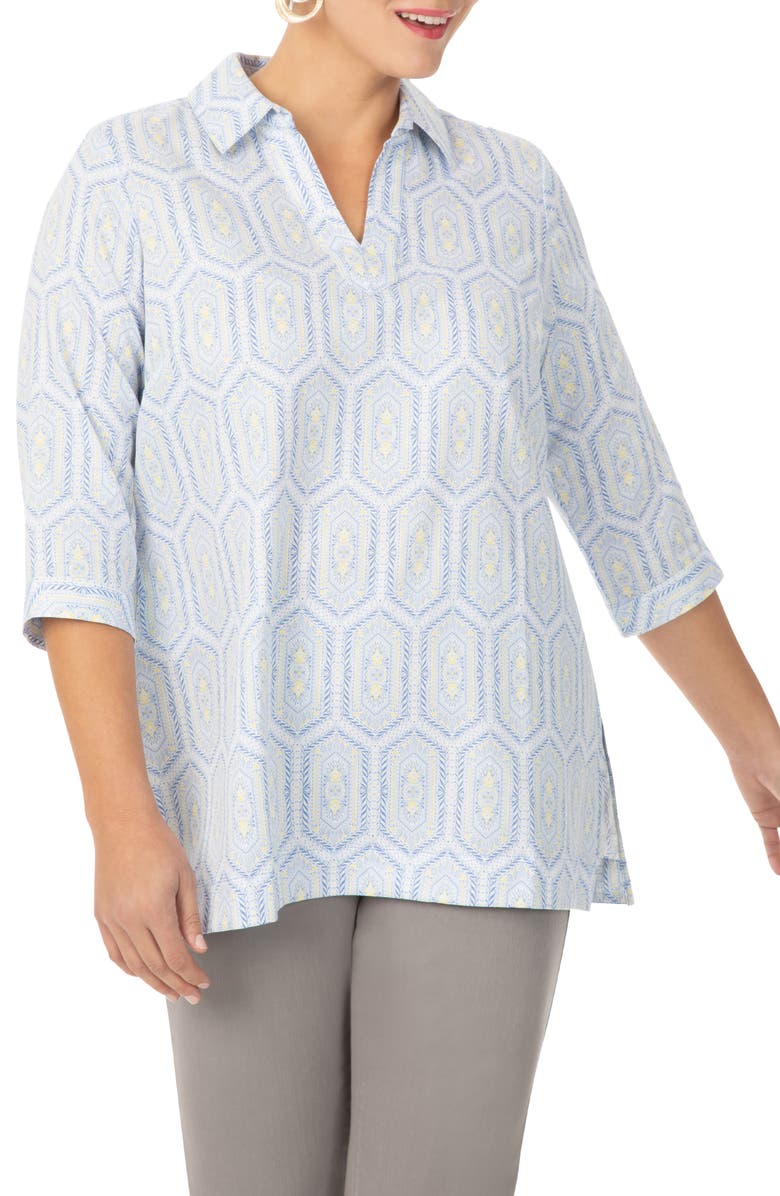 Foxcroft Angel Tile Print Tunic Top, Main, color,
