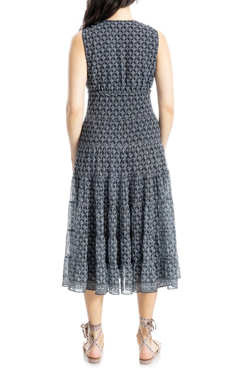 MAX STUDIO V-Neck Sleeveless Mesh Midi Dress, Alternate, color, Black Batik Daisy