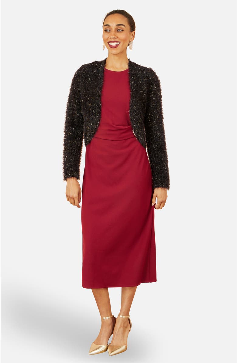 Yumi Metallic Fluffy Eyelash Bolero, Alternate, color, Black