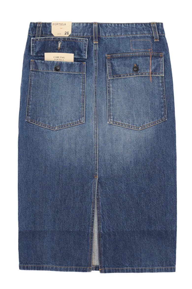 Jia Custom Wash Denim Fatigue Skirt, Alternate, color, D340