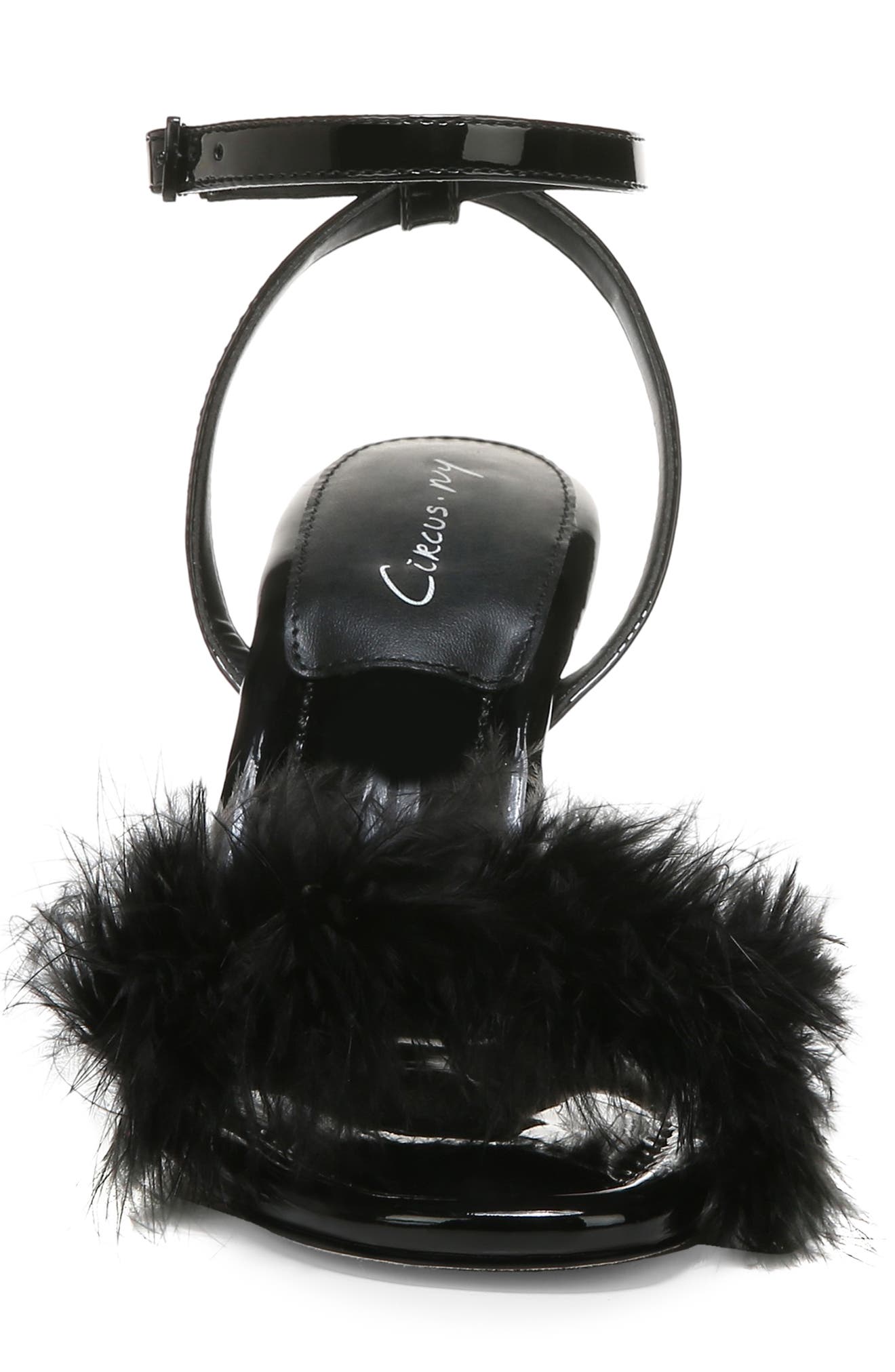 Circus NY by Sam Edelman Brenna Feather Ankle Strap Sandal, Alternate, color, Black
