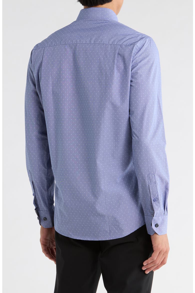 Slim Fit Dot Textured Stretch Cotton Dress Shirt, Alternate, color, NAVY