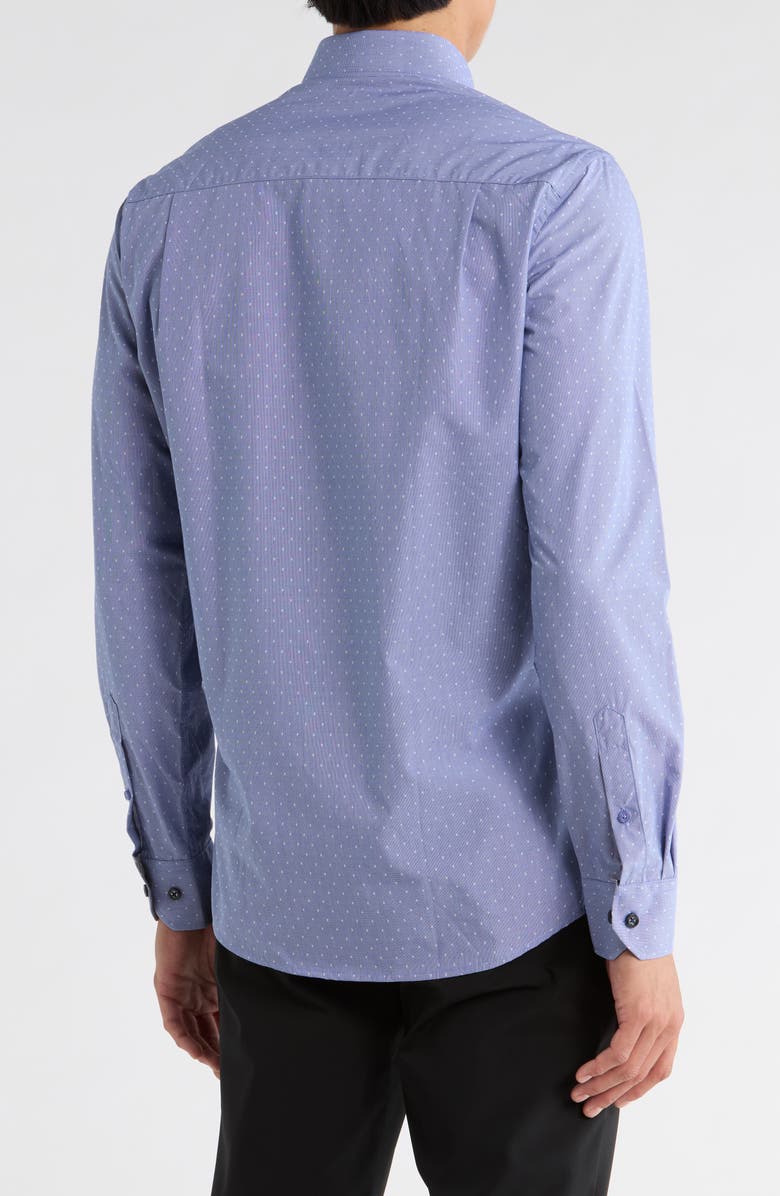 Duchamp Slim Fit Dot Textured Stretch Cotton Dress Shirt, Alternate, color, Navy