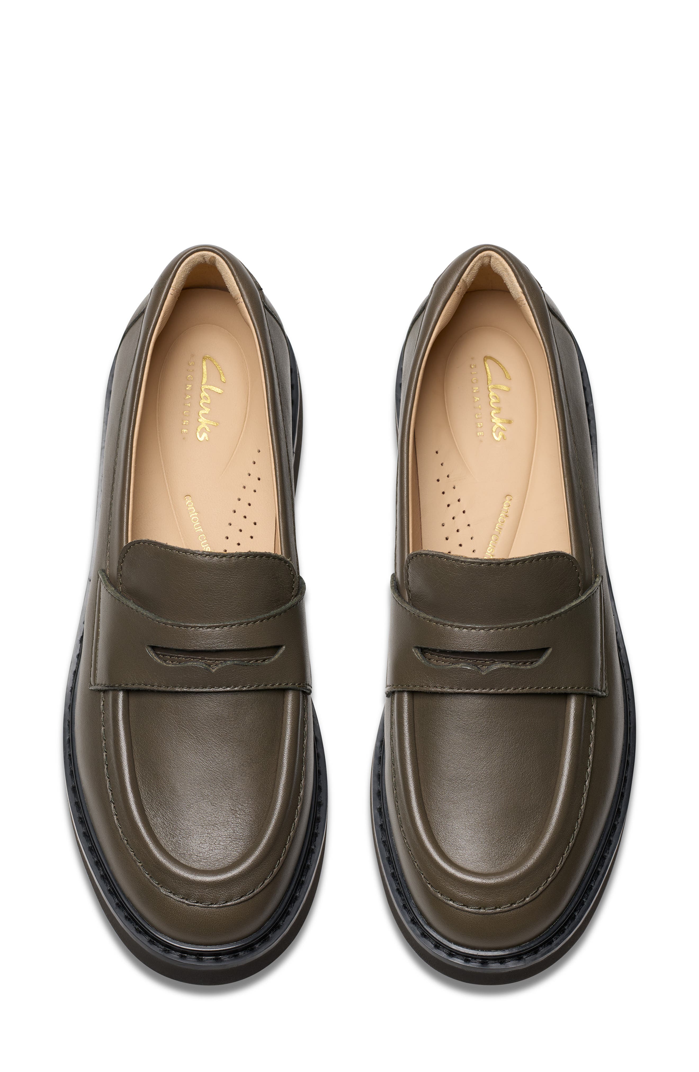 Splend Edge Penny Loafer, Alternate, color, DARK OLIVE LEA