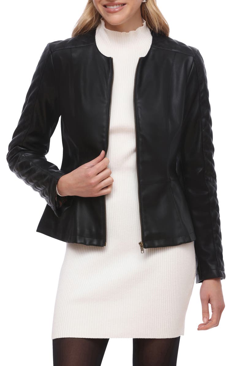 Bagatelle Zip-Up Faux Leather Jacket, Alternate, color, Black