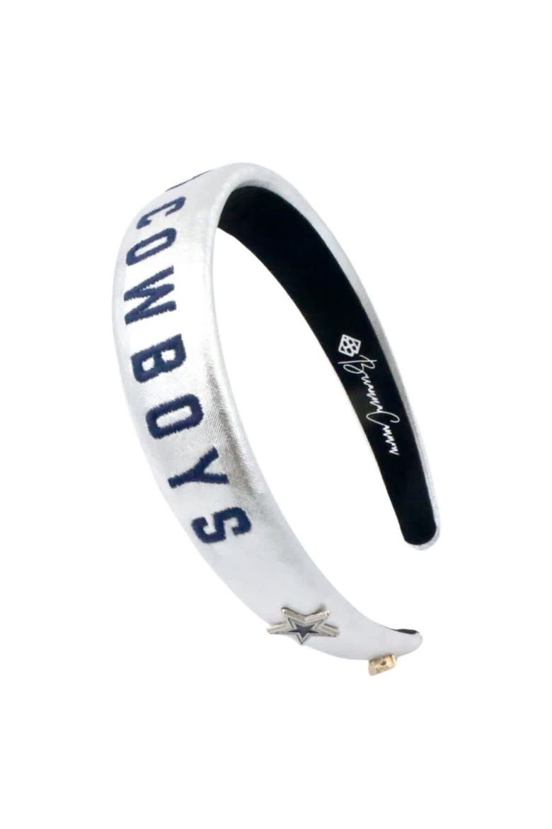 Dallas Cowboys Thin Embroidered Headband, Main, color, Silver