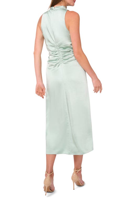 Parker The Ayla Ruched Satin Midi Dress In Slit Green