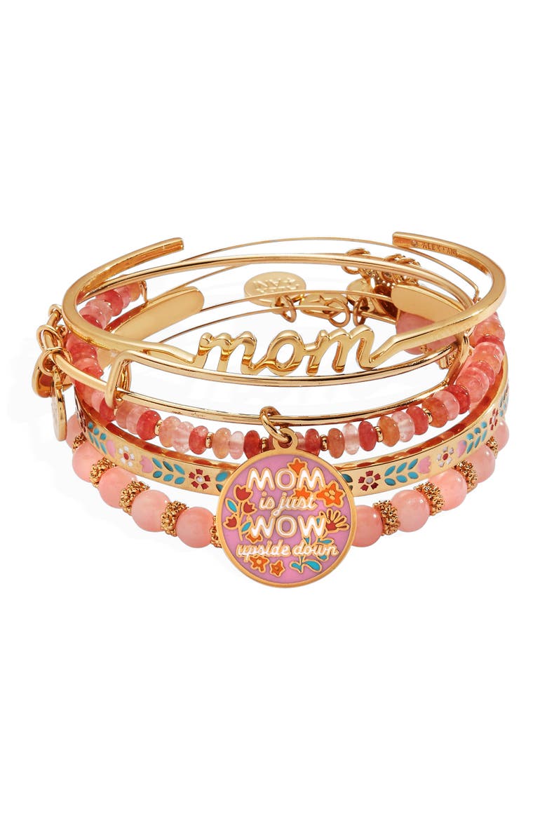 Mother's Day Floral Bracelet Set of 5, Main, color, Gold