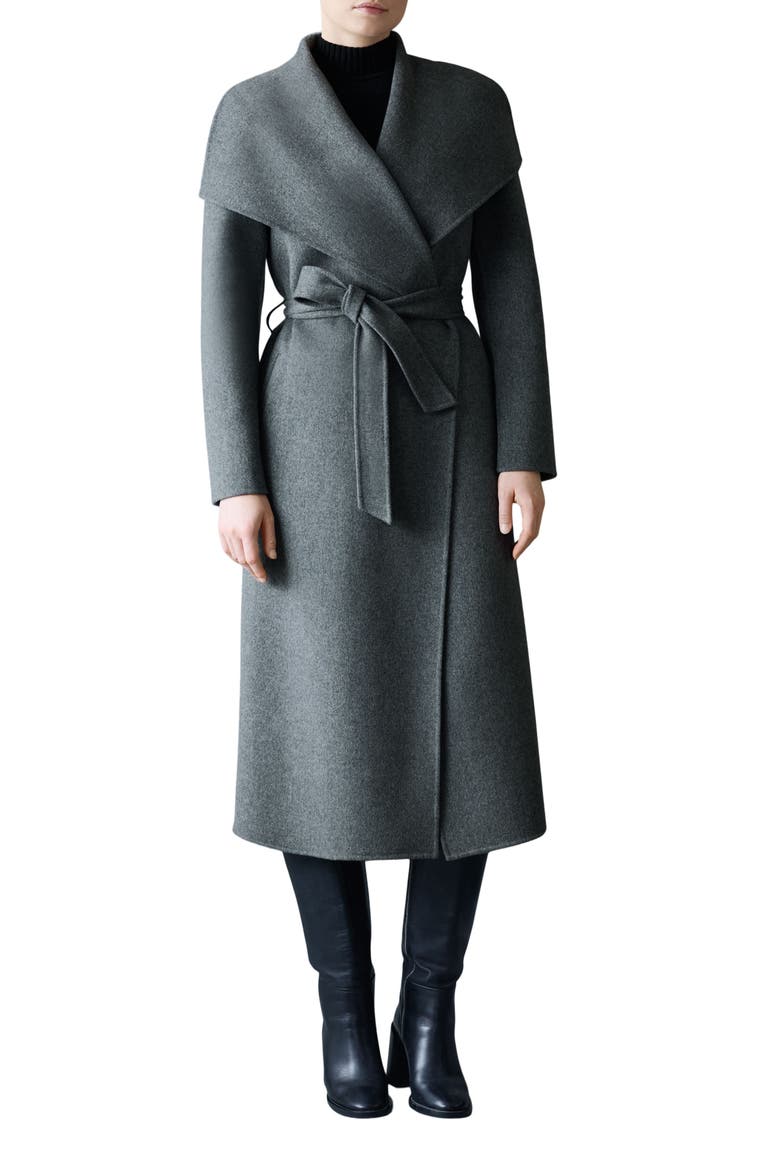 Mai Wool Long Wrap Coat, Main, color, CARBON MIX