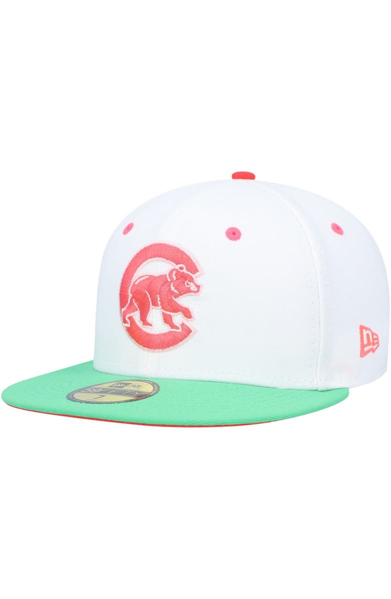 New Era Men's New Era White/Green Chicago Cubs Watermelon Lolli 59FIFTY Fitted Hat, Alternate, color,