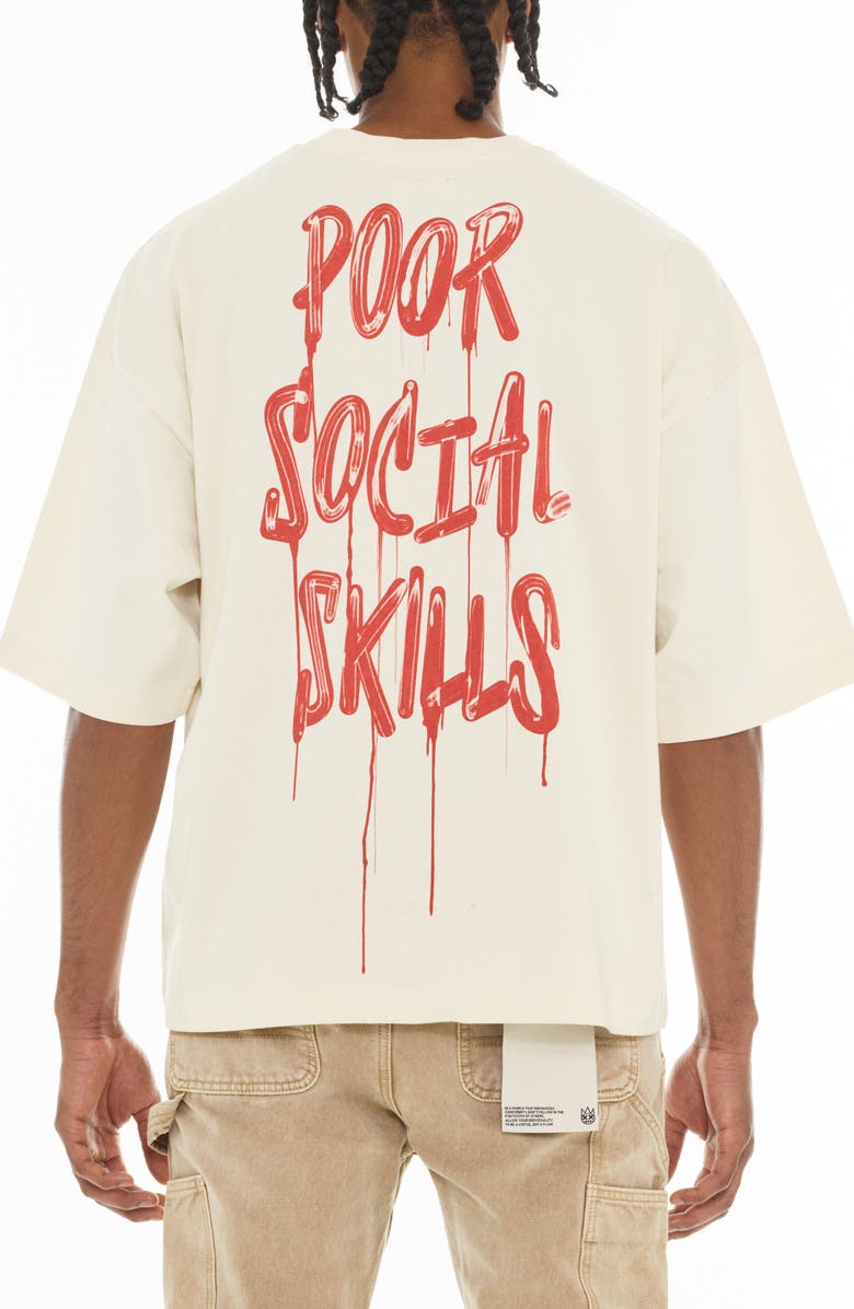 Cult of Individuality Poor Social Skills Oversize Graphic T-Shirt, Alternate, color, Winter White