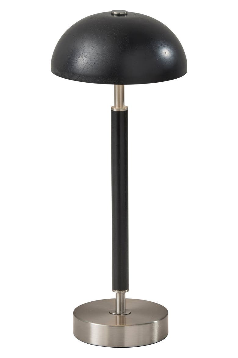 Ronny Cordless LED Table Lamp, Main, color, BLACK WOOD / BRUSHED STEEL