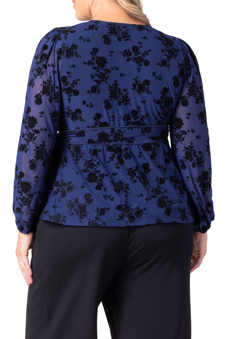 Alissa Print Wrap Top, Alternate, color, NAVY FLOCKED FLORALS