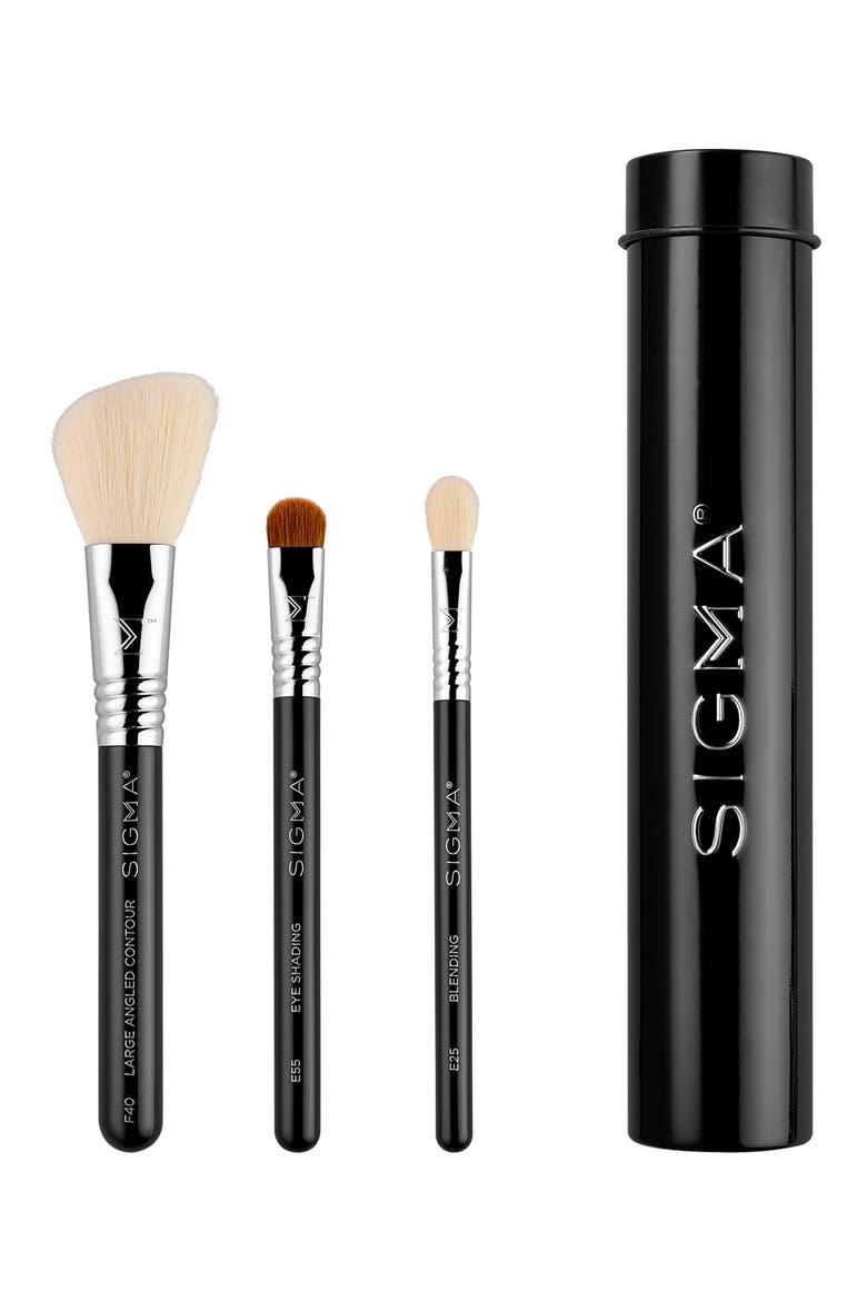 Essential Trio Black Travel Size Brush Set $45 Value, Main, color, BLACK
