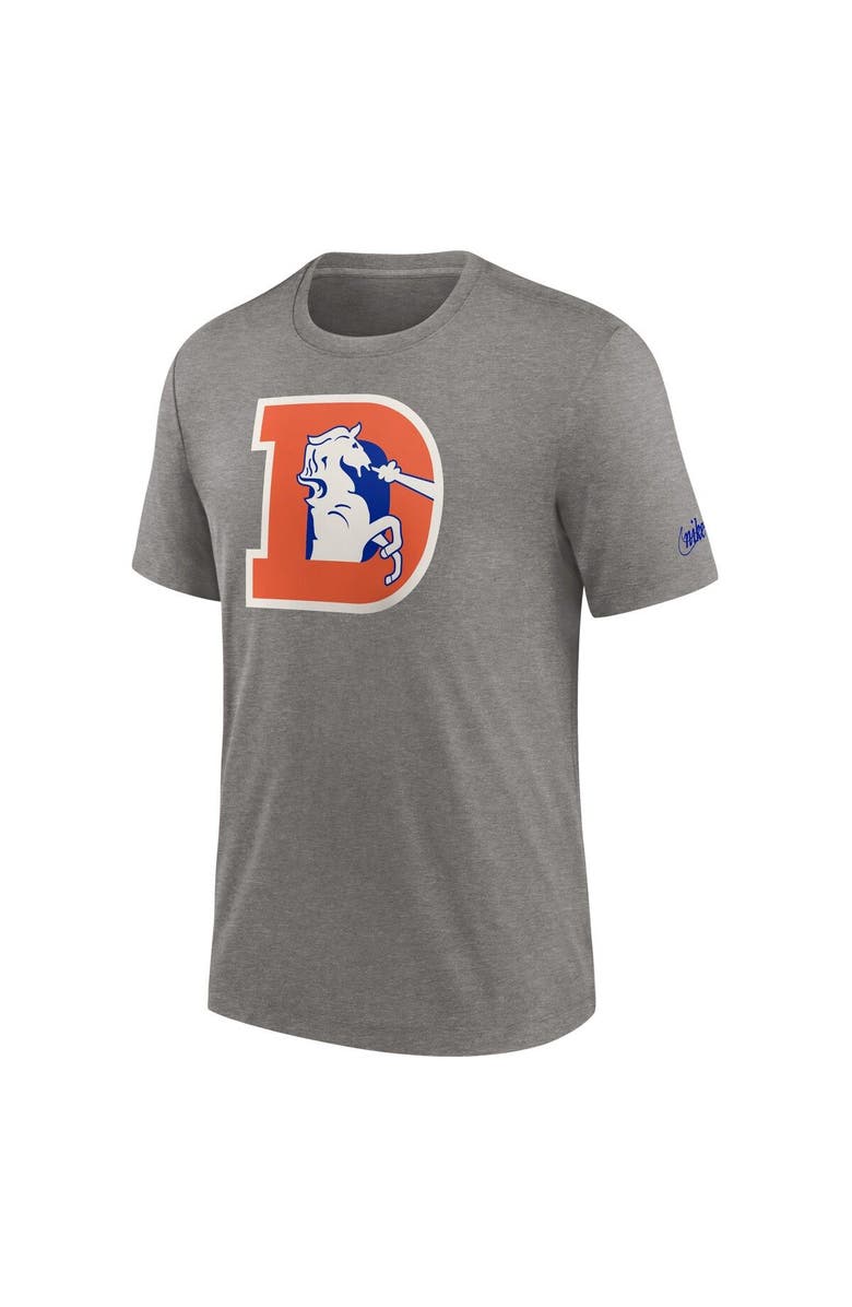 Nike Men's Nike Heather Charcoal Denver Broncos Rewind Logo Tri-Blend T-Shirt, Alternate, color,