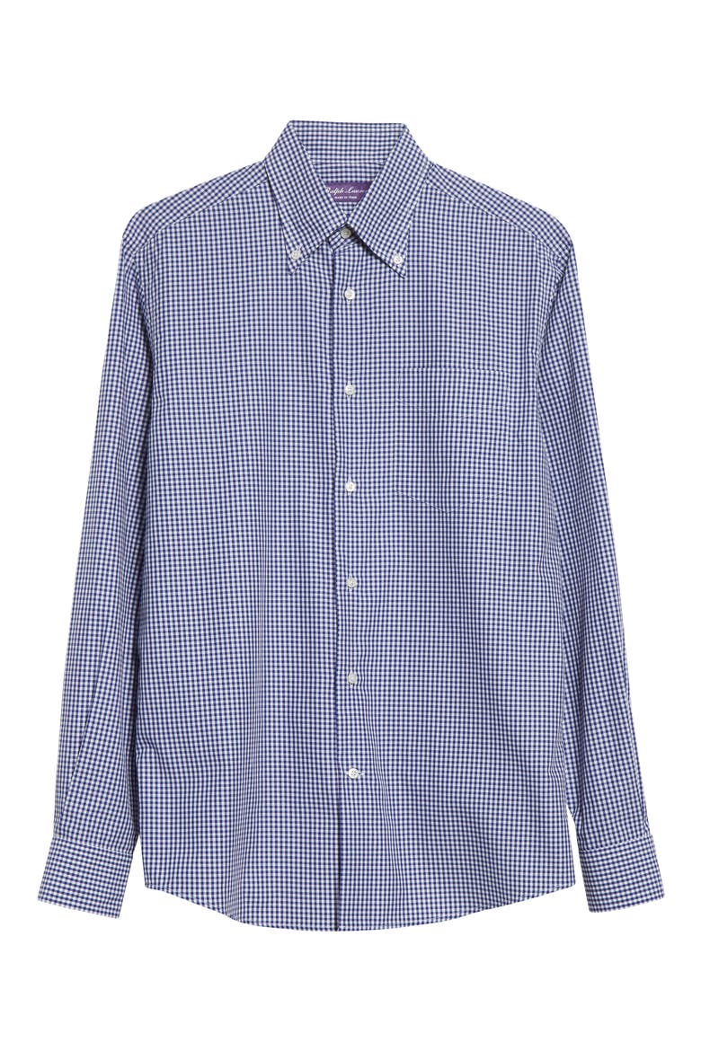 Cameron Gingham Check Cotton Button-Down Shirt, Alternate, color, BLUE/ WHITE