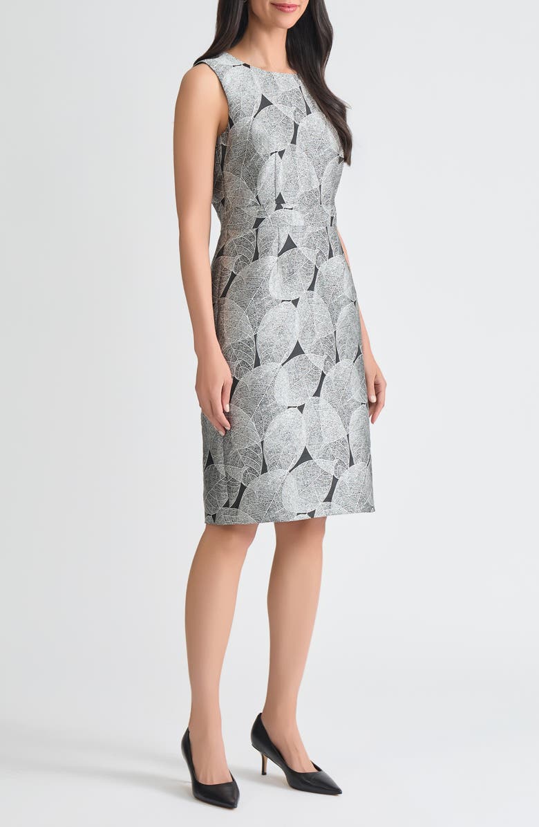 KASPER Holiday Sleeveless Waistband Sheath Dress, Alternate, color, Black Multi