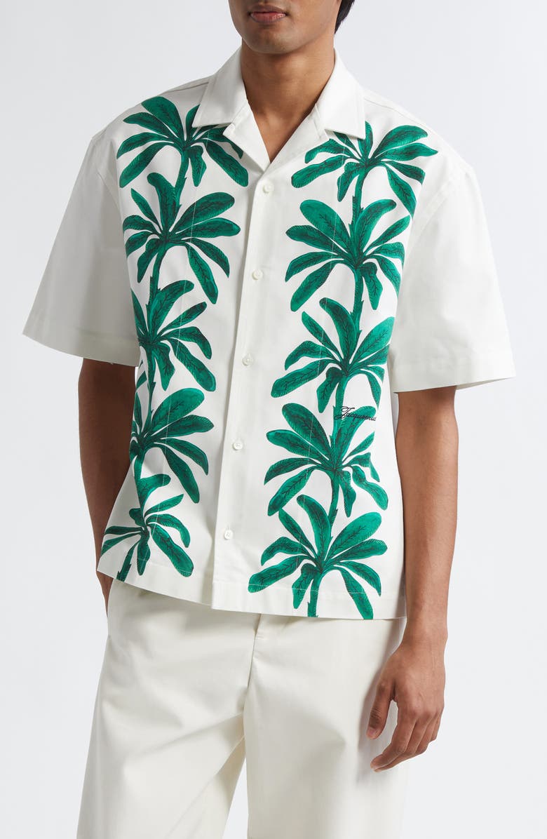 Jacquemus La Chemise Jean Button-Up Shirt, Main, color, Print Painted Palmtrees W