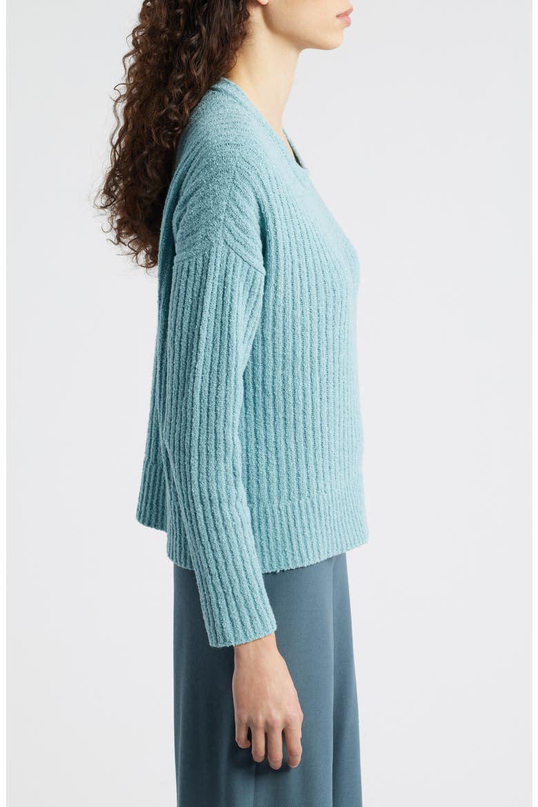 Crewneck Rib Organic Cotton Blend Sweater, Alternate, color, SEAFOAM