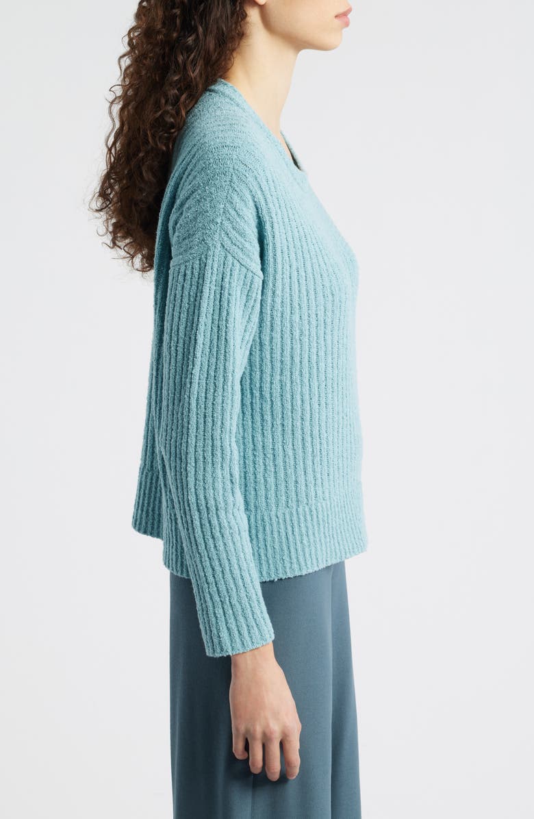Eileen Fisher Crewneck Rib Organic Cotton Blend Sweater, Alternate, color, Seafoam