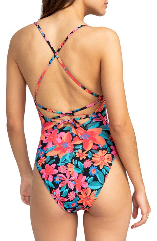 Roxy Beach Classic One-piece Swimsuit In Anthracite Floral Fiesta