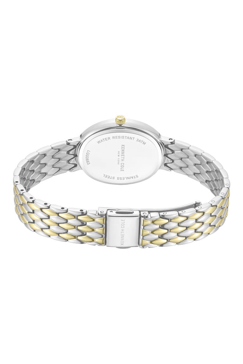 Oval Mother-of-Pearl & Crystal Bracelet Watch, 25mm x 38mm, Alternate, color, GREEN/ TWO TONE