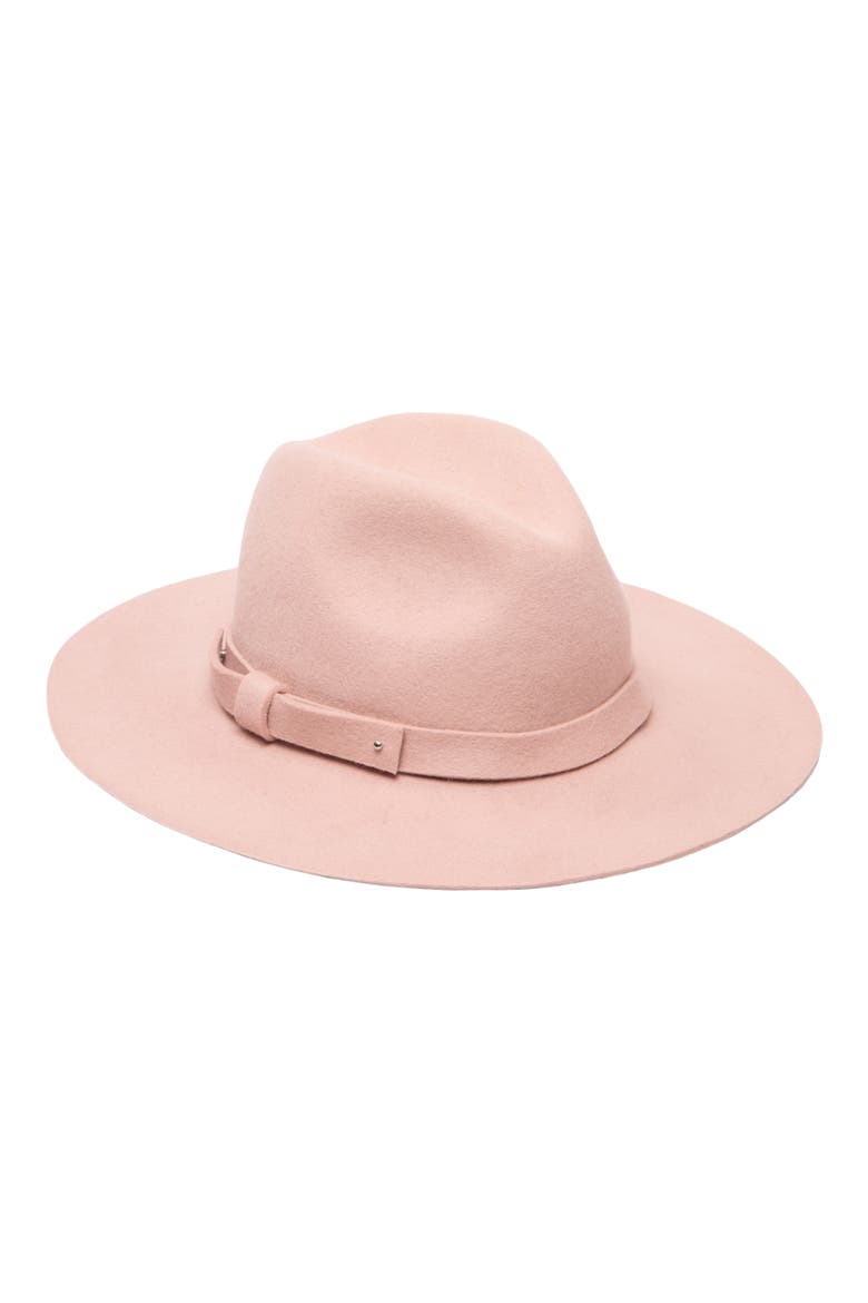 Packable Wool Felt Fedora Hat, Main, color, BLUSH
