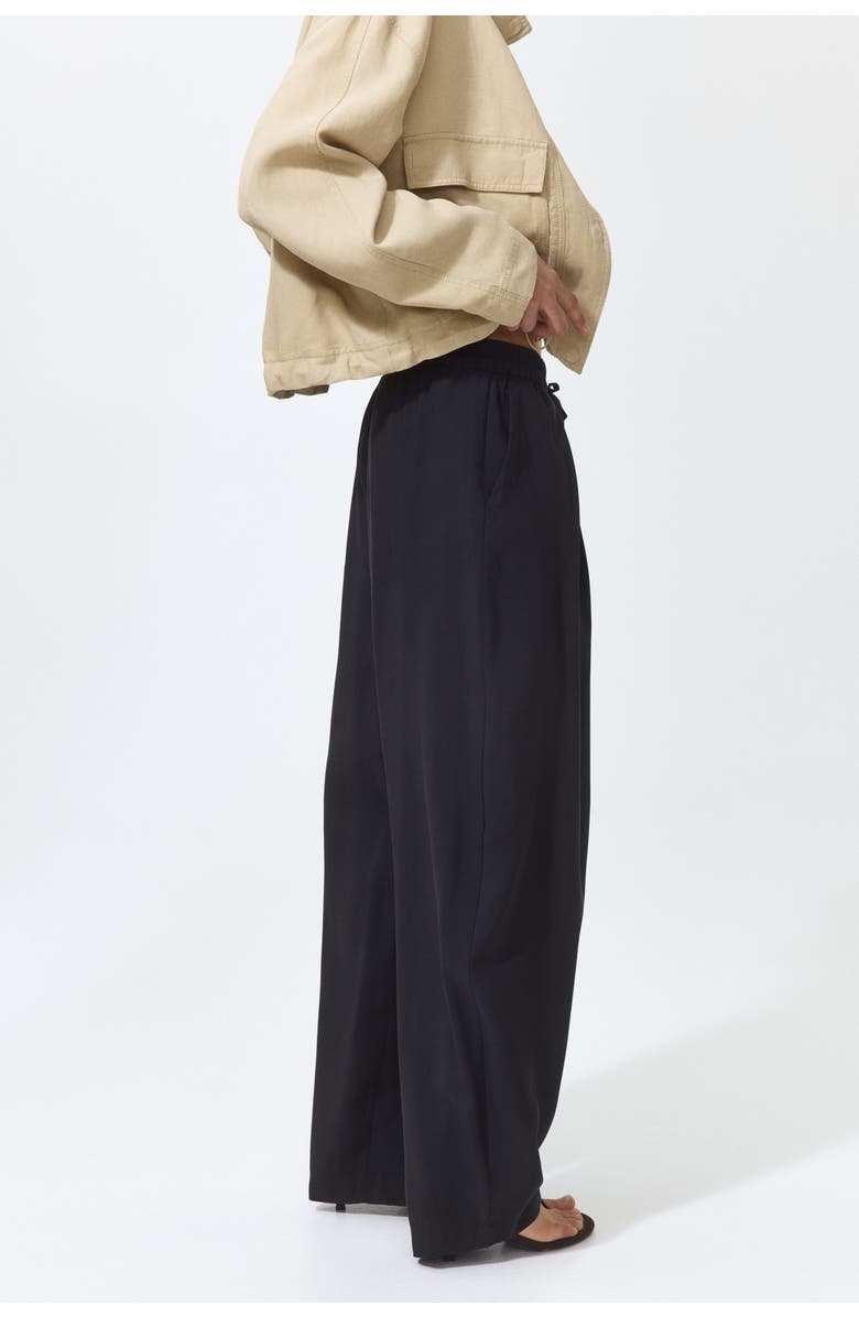 H&M Barrel Drawstring Trousers, Alternate, color, Black