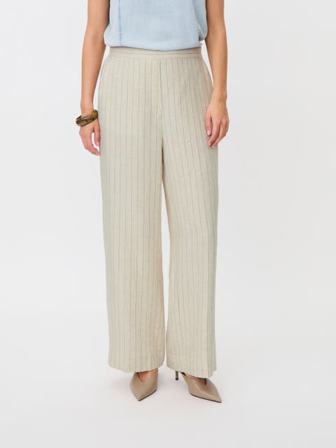 Mapippie Linen-Blend Pinstripe Trousers