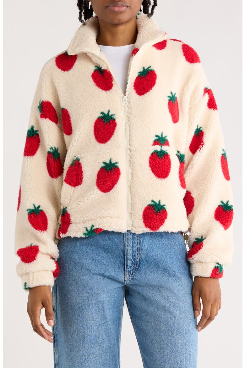 Faux Shearling Jacket, Main, color, STRAWBERRY CREAM