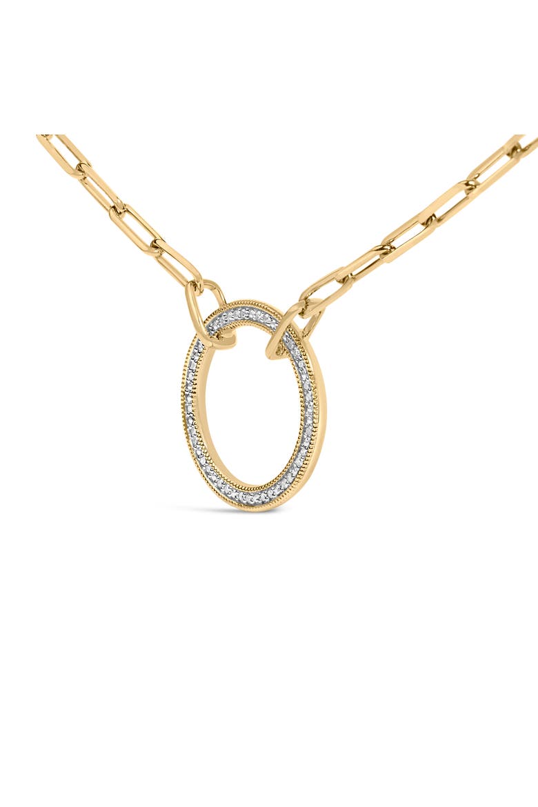 Gold Vermeil 1/10 Cttw Diamond Paperclip Chain Circle Pendant Necklace, Alternate, color, Silver