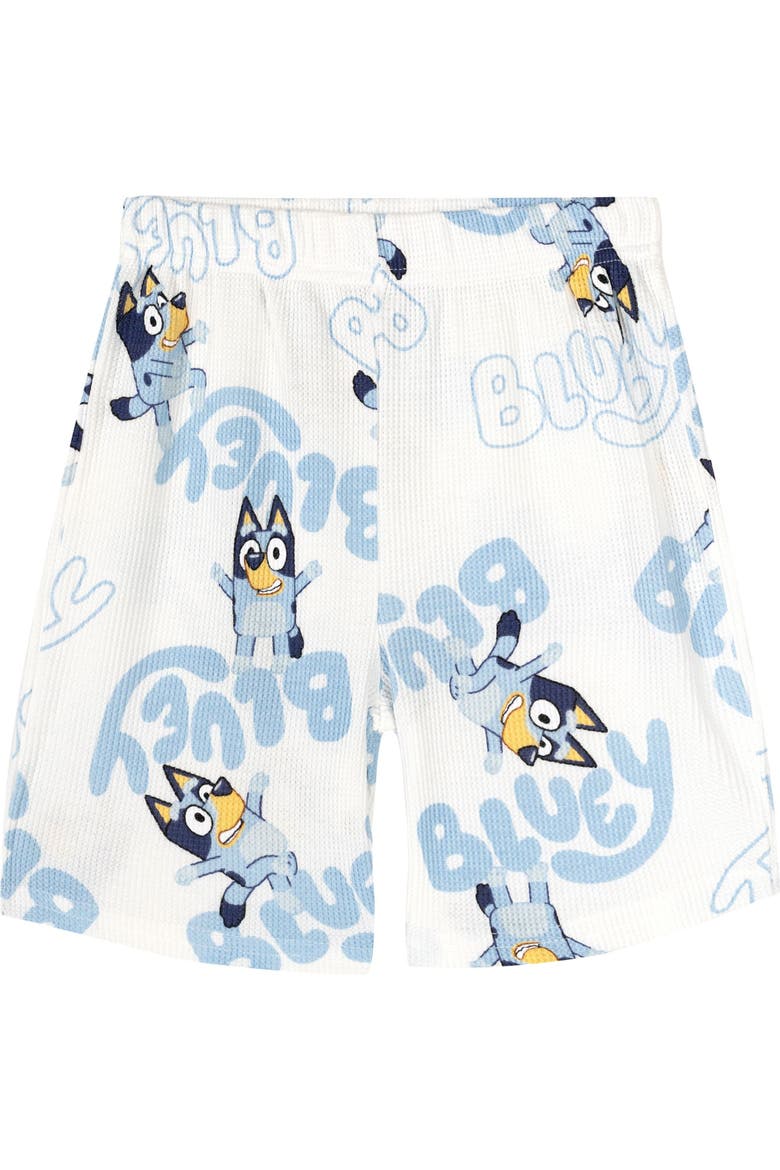 T-Shirt and Waffle Shorts Set, Alternate, color, Ivory Bluey