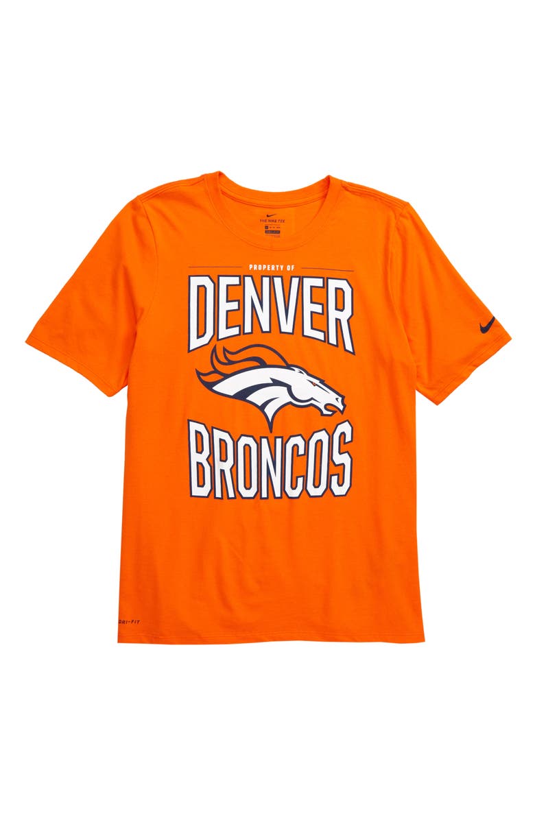 Nike NFL Logo Property of Denver Broncos Dri-FIT T-Shirt, Main, color,