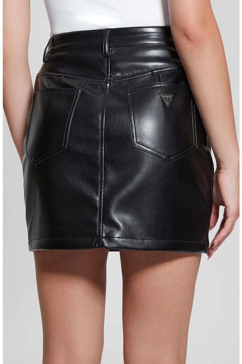 Ysaline Faux Leather Miniskirt, Alternate, color, JET BLACK A996